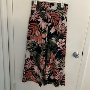 Floral high waisted trousers